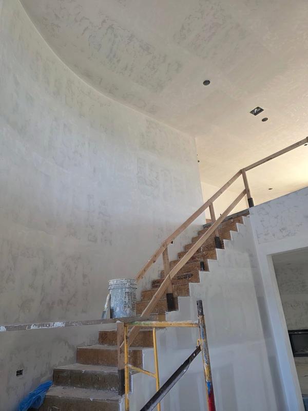 Staircase drywall finished on a new home build